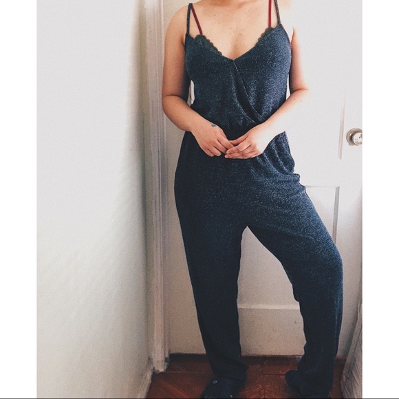 H&M Gray Sleeveless Glitter Jumpsuit size 10 (M) - Picture 6 of 7